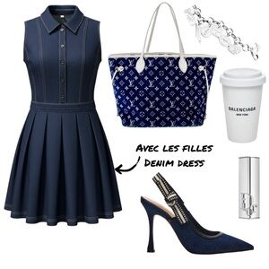 Avec Les Filles Denim Pleated Dress